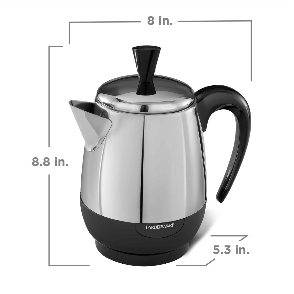 Farberware Electric Coffee Percolator, FCP240, Stainless Steel Basket, Automatic Keep Warm, No-Drip Spout, 4 Cup FCP240